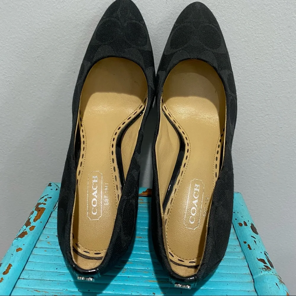 Coach Caya Signature Logo Allover Black 4” Pumps Heels Size 6 B - Picture 9 of 14